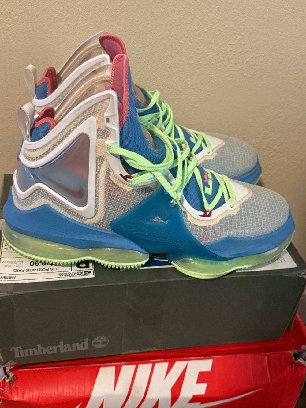 Nike Men’s LeBron High-Top Basketball Shoes - Blue/Pink/Green